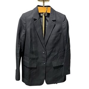 Everlane Black Women's Linen Blend Two Button Blazer 2